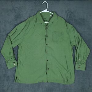 Tommy Bahama Shirt Mens 1XLB Green Silk Button Up Long Sleeve Relaxed Fit Casual